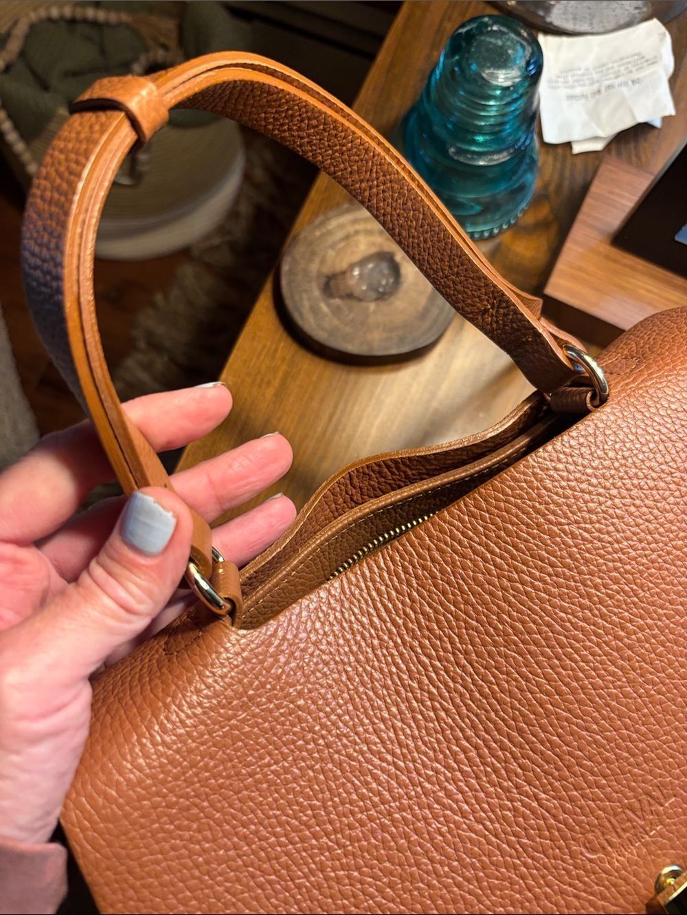 Cheval 100% Genuine Pebbled Leather Crossbody Bag in Brown - Picture 4 of 16